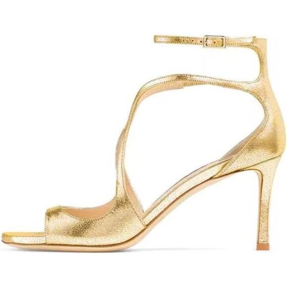 Women's Sandals Ankle Strap Open Round Toe Stiletto Heel Sandals - Picture 4 of 6